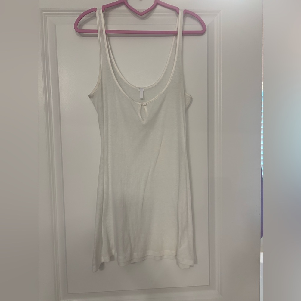 SKIMS Sheer Cotton Blend Mini Slip Dress in white.